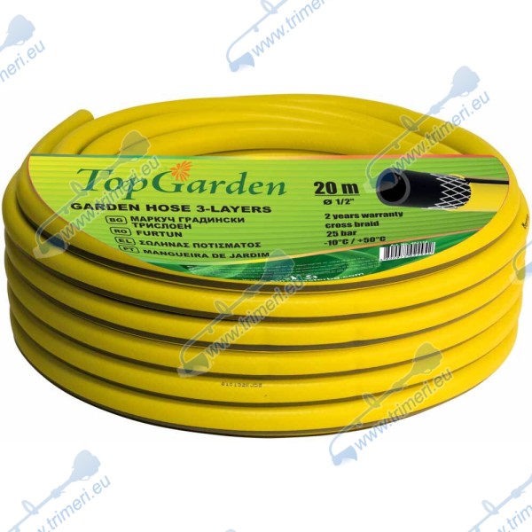 Маркуч градински 1/2 цол, 20м., трислоен, TopGarden 402114